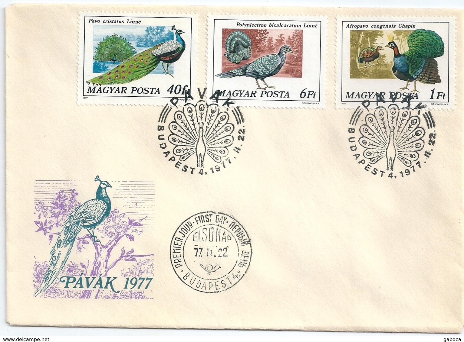 B7140 Hungary FDC Fauna Animal Bird Peacock - Paons