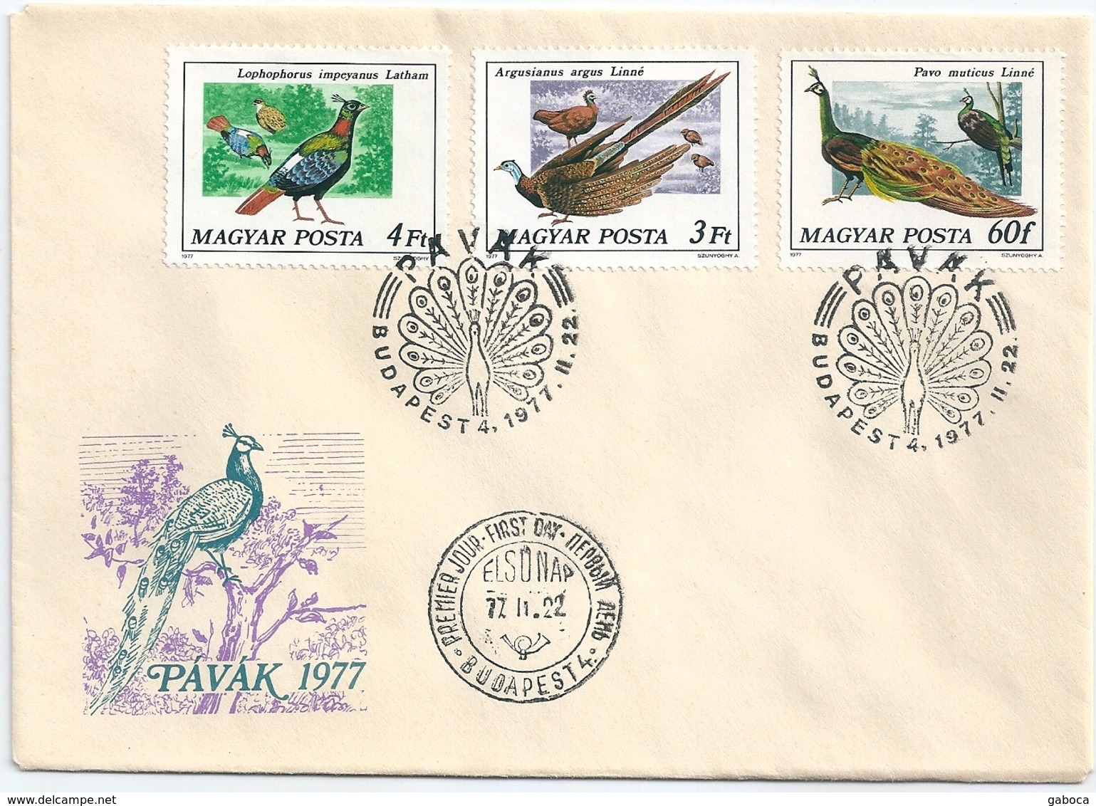 B7141 Hungary FDC Fauna Animal Bird Peacock - Peacocks