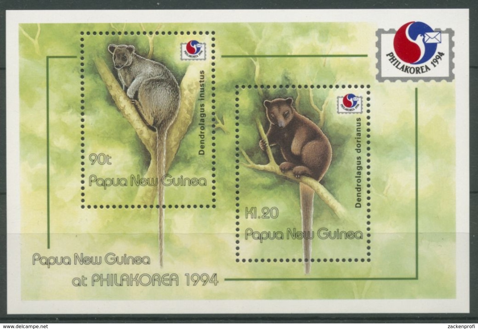 Papua Neuguinea 1994 PHILAKOREA Baumkänguruhs Block 6 Postfrisch (C27810) - Papua-Neuguinea