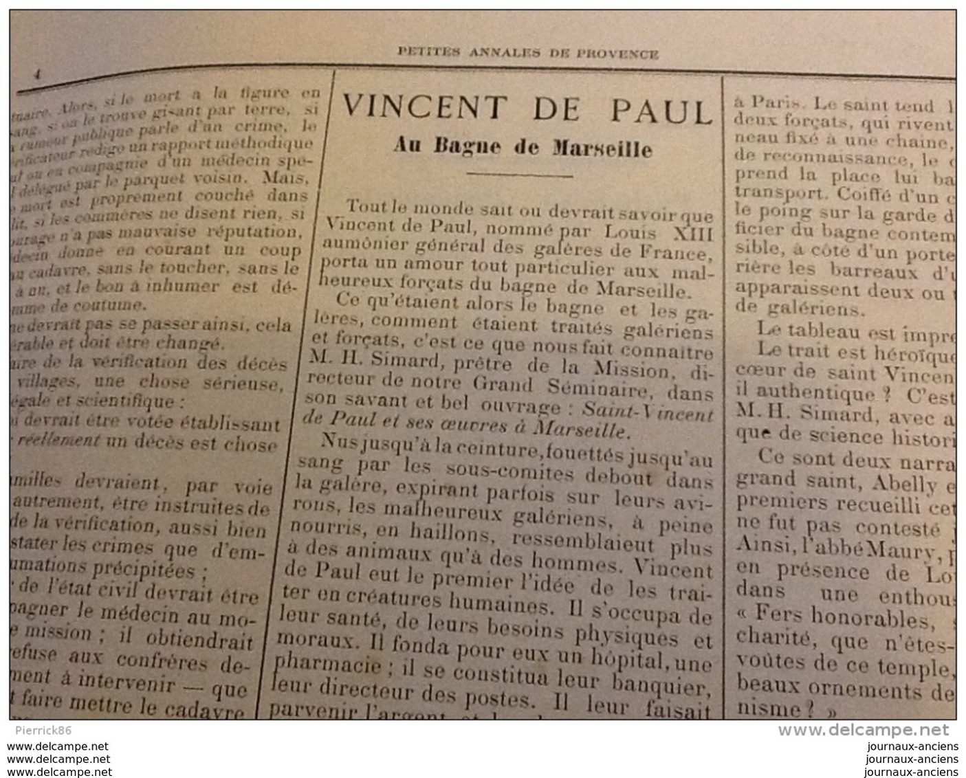 1894 CASSIS ( PROVENCE ) / VINCENT DE PAUL AU BAGNE DE MARSEILLE / AUDIER MASSILLON / GROTTE / LETTRE D'UN PROVENÇAL - Collections