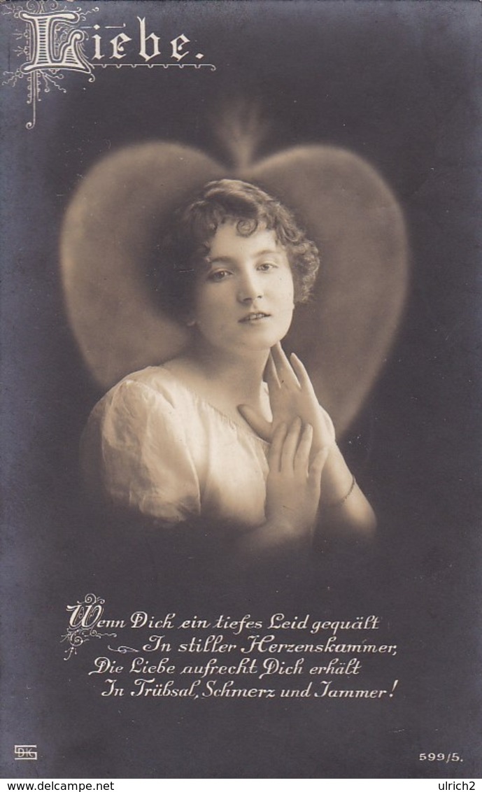 AK Liebe - Frau Mit Herz - Gedicht - Romatik - Feldpost Worms 1916  (47108) - Frauen