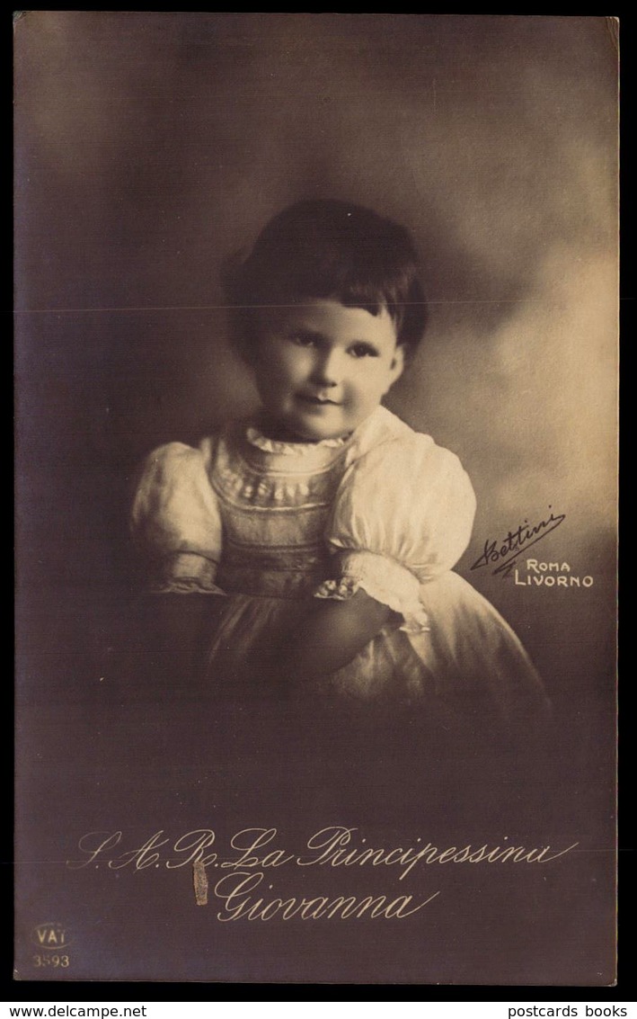 Princess GIOVANNA Of ITALY House Of Savoy, Later TSARITA Of BULGARIA. Old Photo Postcard By BETTINI 1910s - Familles Royales