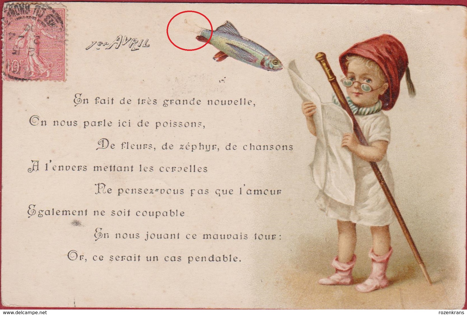 CPA Chromo Decoupi Gesneden 1er Avril Poisson D' Aprilvis April CPA Carte Fantaisie Fantasie - Enfants