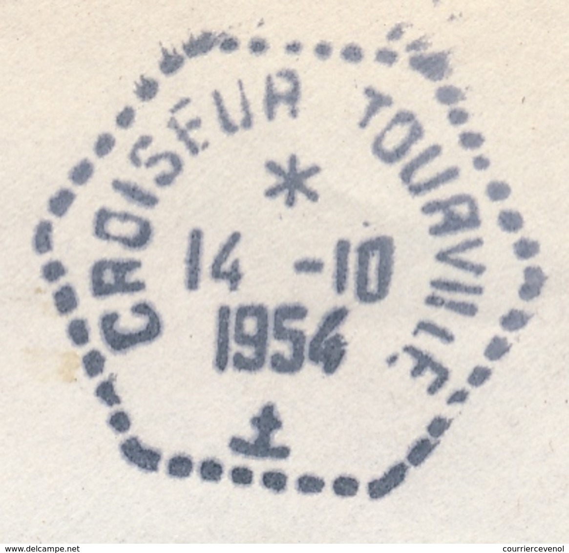 FRANCE - Env. Affr 15 F Gandon - Oblit Hexagonale Tiretée "CROISEUR TOURVILLE" 1954 - 1945-54 Marianne Of Gandon