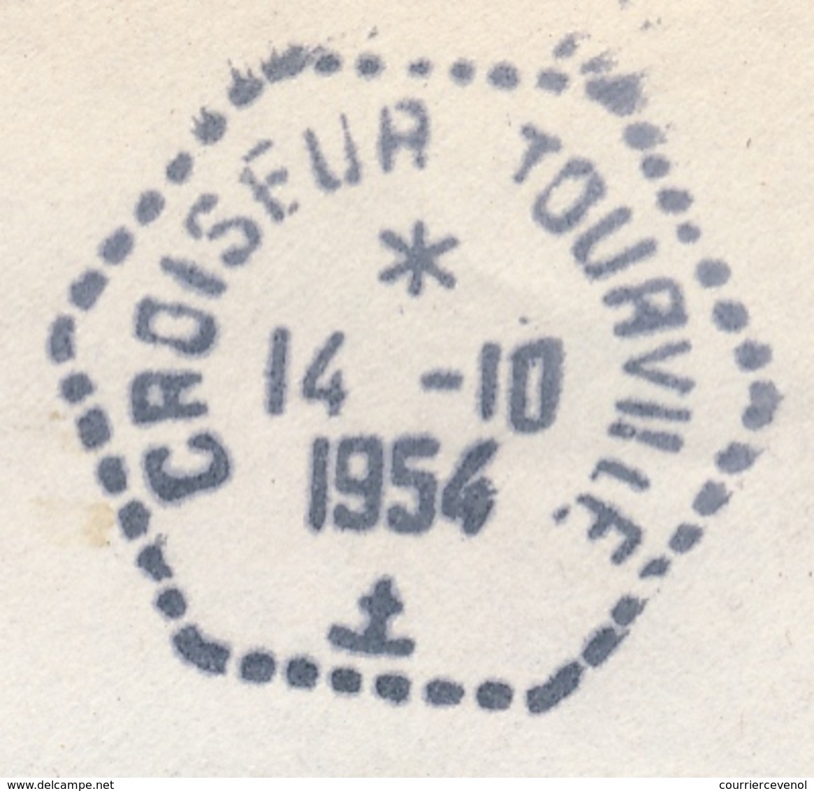 FRANCE - Env. Affr 15 F Gandon - Oblit Hexagonale Tiretée "CROISEUR TOURVILLE" 1954 - 1945-54 Marianna Di Gandon