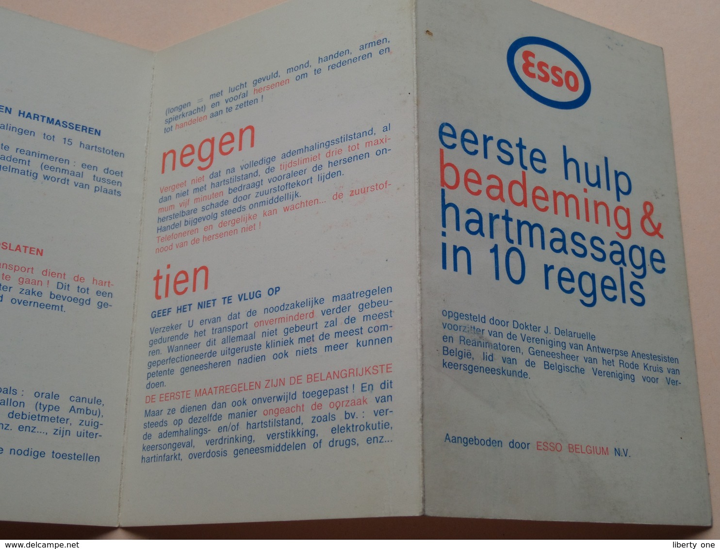 ESSO ( Edit. Esso Belgium ) EERSTE HULP BEADEMING & HARTMASSAGE in 10 REGELS / Anno 19?? ( zie / voir Photo ) !