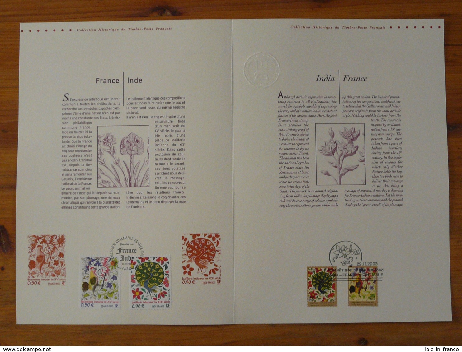 Document Officiel FDC 2003-513 émission Conjointe Joint Issue France India - Emisiones Comunes