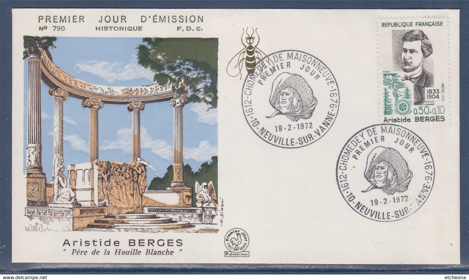 = Aristide Bergès 1er Jour Erreur De Cachet Même Jour Chomedey De Maisonneuve Timbre 1707 Le 19.2.72 - Commemorative Postmarks