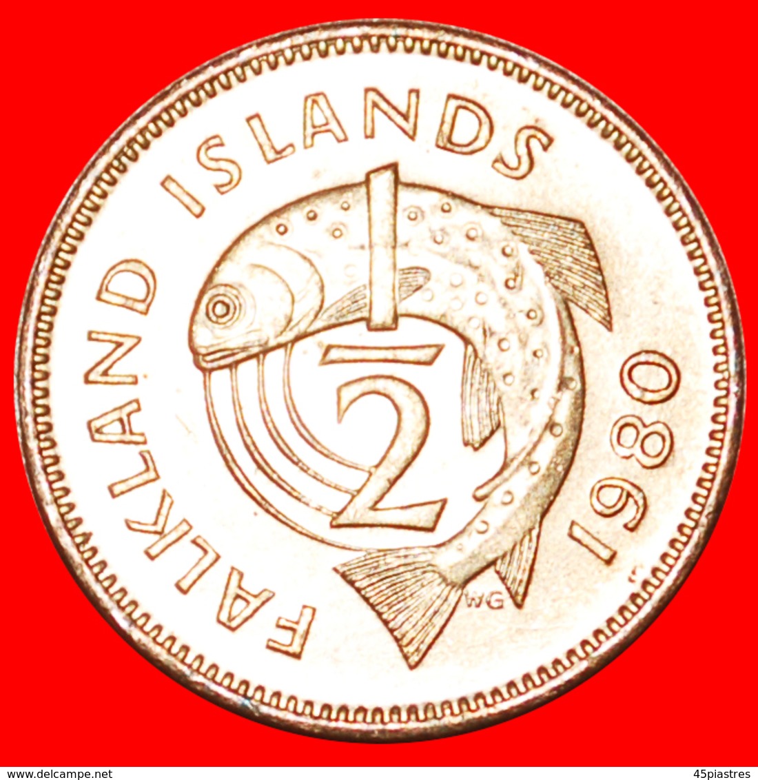 : FISH (1974-1983): FALKLAND ISLANDS ★ 1/2 PENNY 1980! MINT LUSTER! LOW START★NO RESERVE! - Falkland