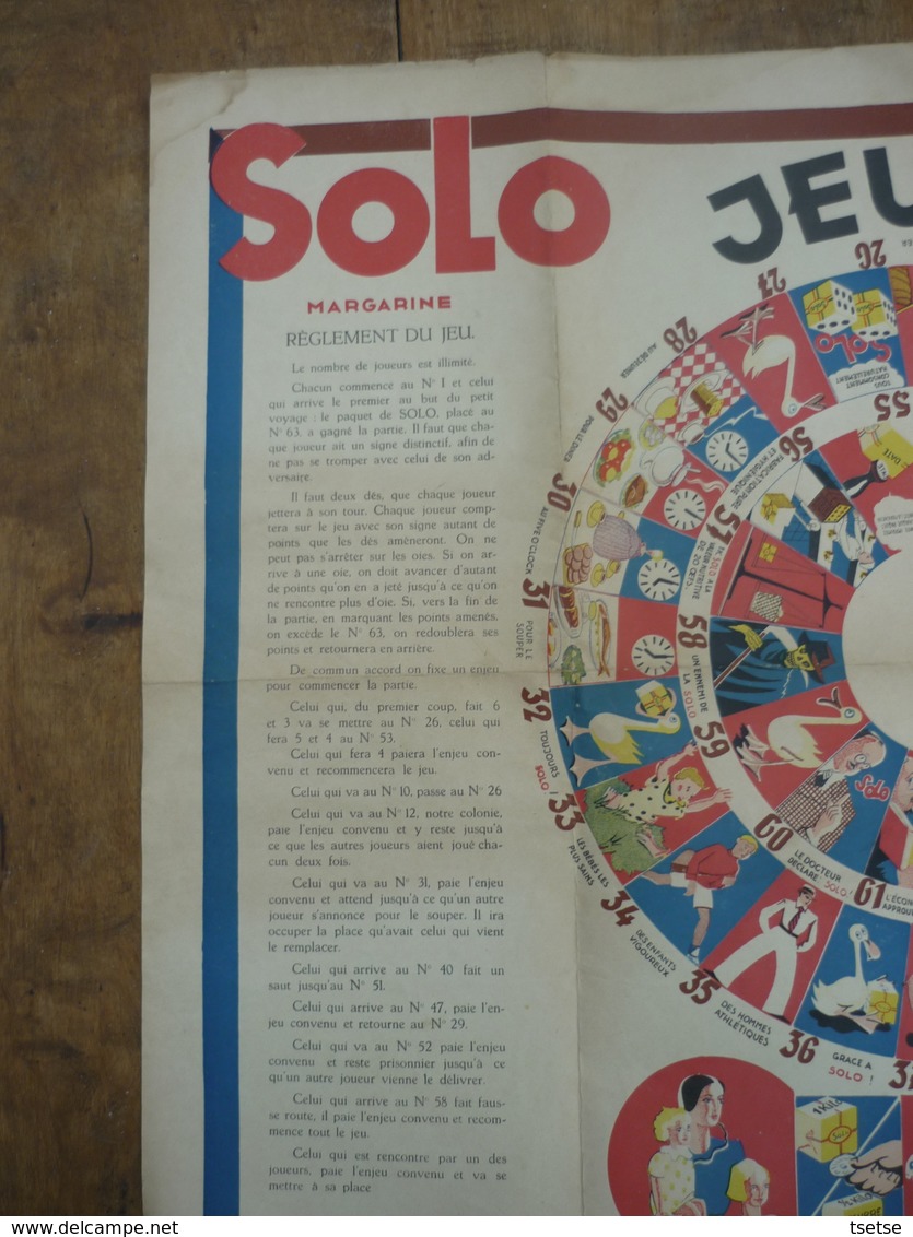 Jeux De L'Oie Publicitaire En Papier Pour La Marque De Margarine SOLO , Années 50 - Pubblicitari