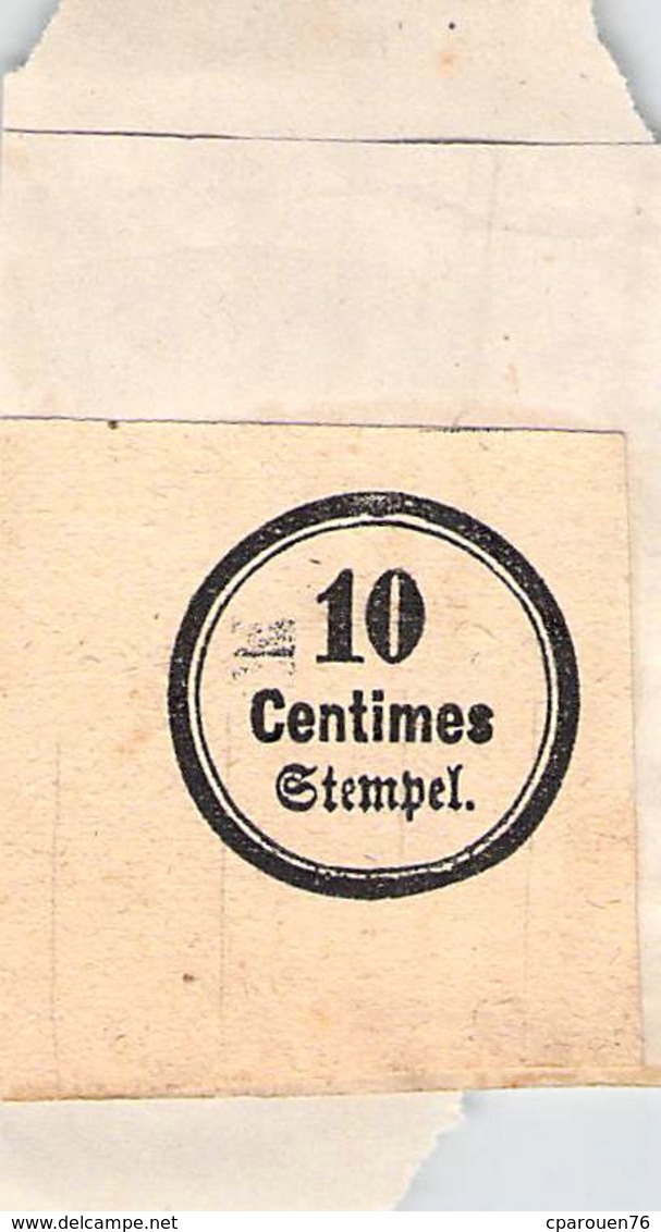 CACHET SUR FRAGMENT 10 CENTIMES STEMPEL - Timbri Generalità