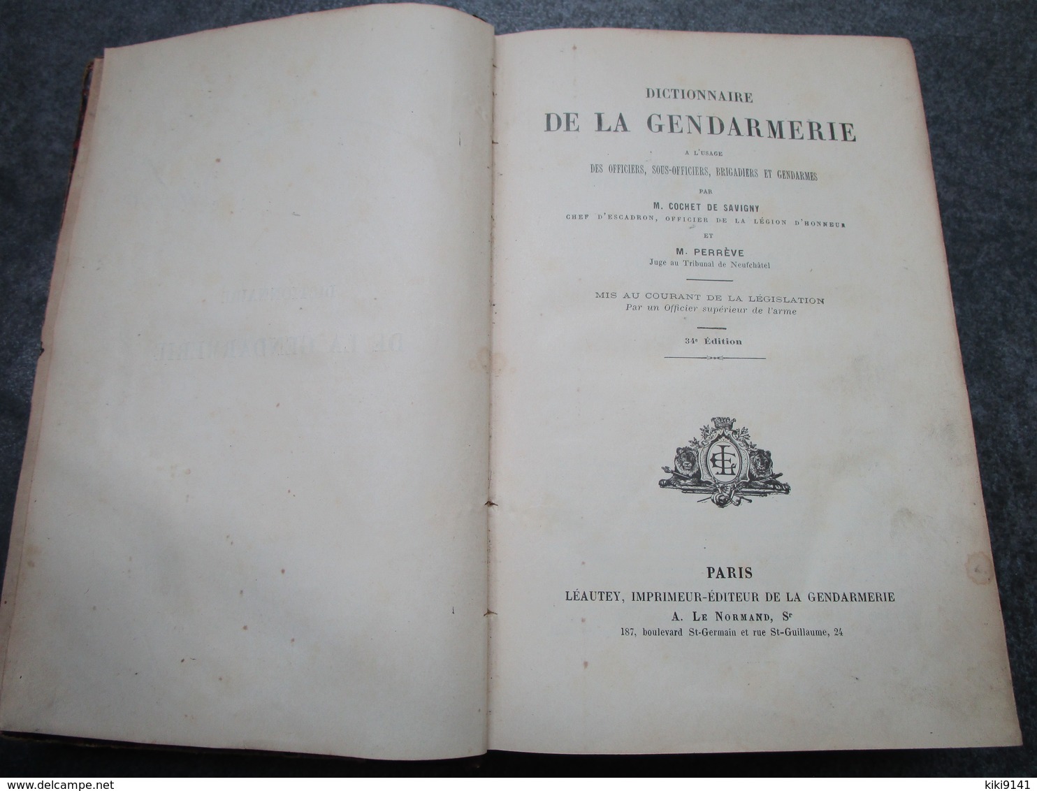 DICTIONNAIRE DE LA GENDARMERIE Par M. Cochet De Savigny - 34è Edition (878 Pages) - Police