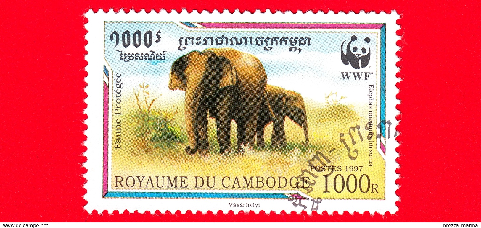 Nuovo Oblit. - CAMBOGIA - 1997 - Fauna Protetta - WWF - Elefante Malese (Elephas Maximus Hirsutus) - 1000 - Camboya