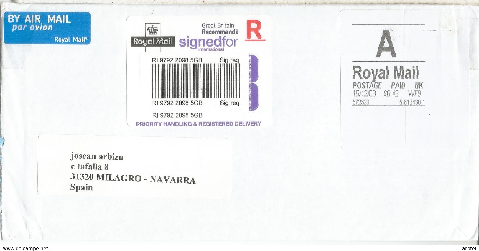 REINO UNIDO CC CERTIFICADA ATM LABEL A - Cartas & Documentos