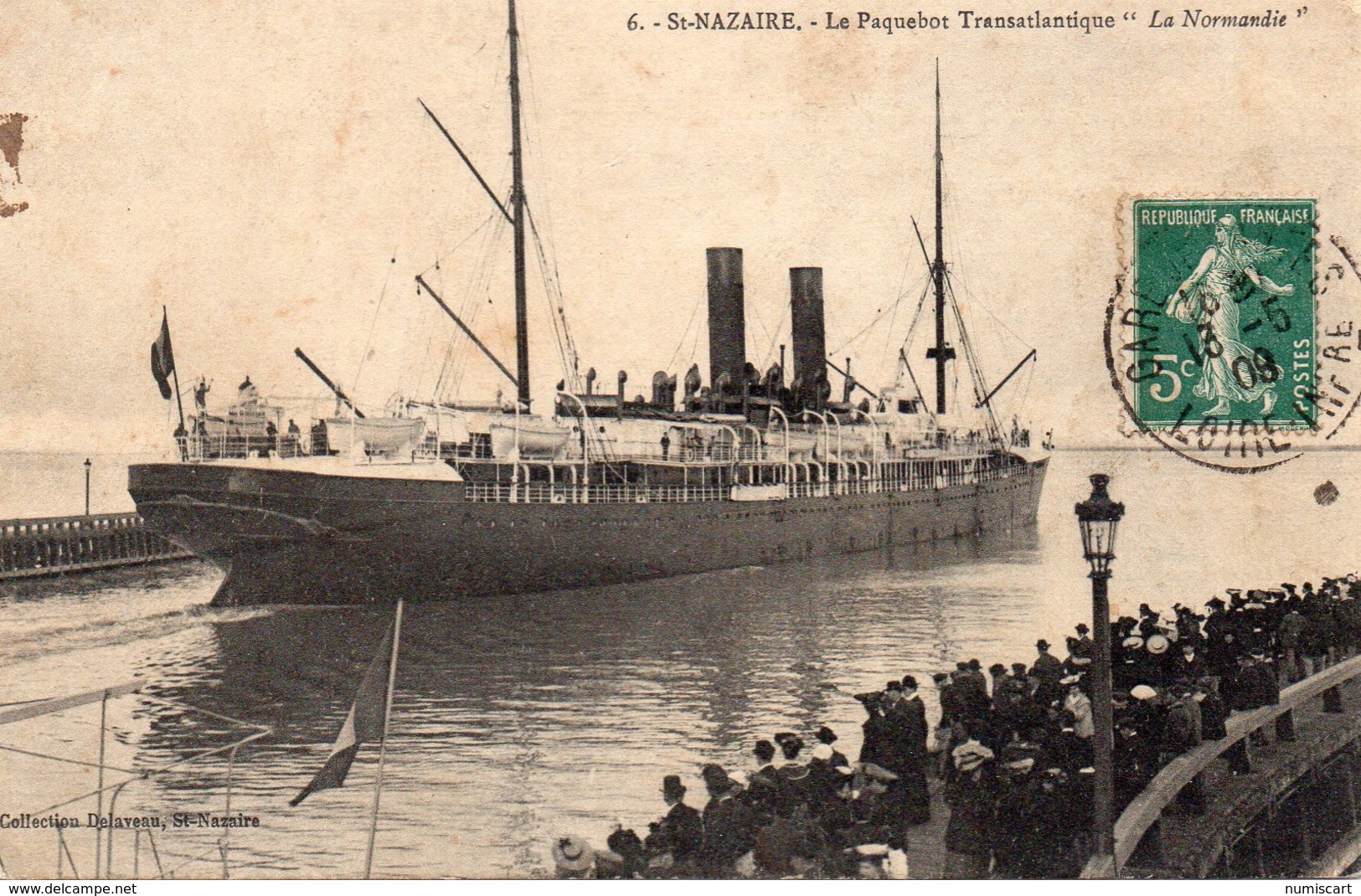 Saint-Nazaire Très Animée Le Paquebot Transatlantique "La Normandie" De 1883 - Saint Nazaire