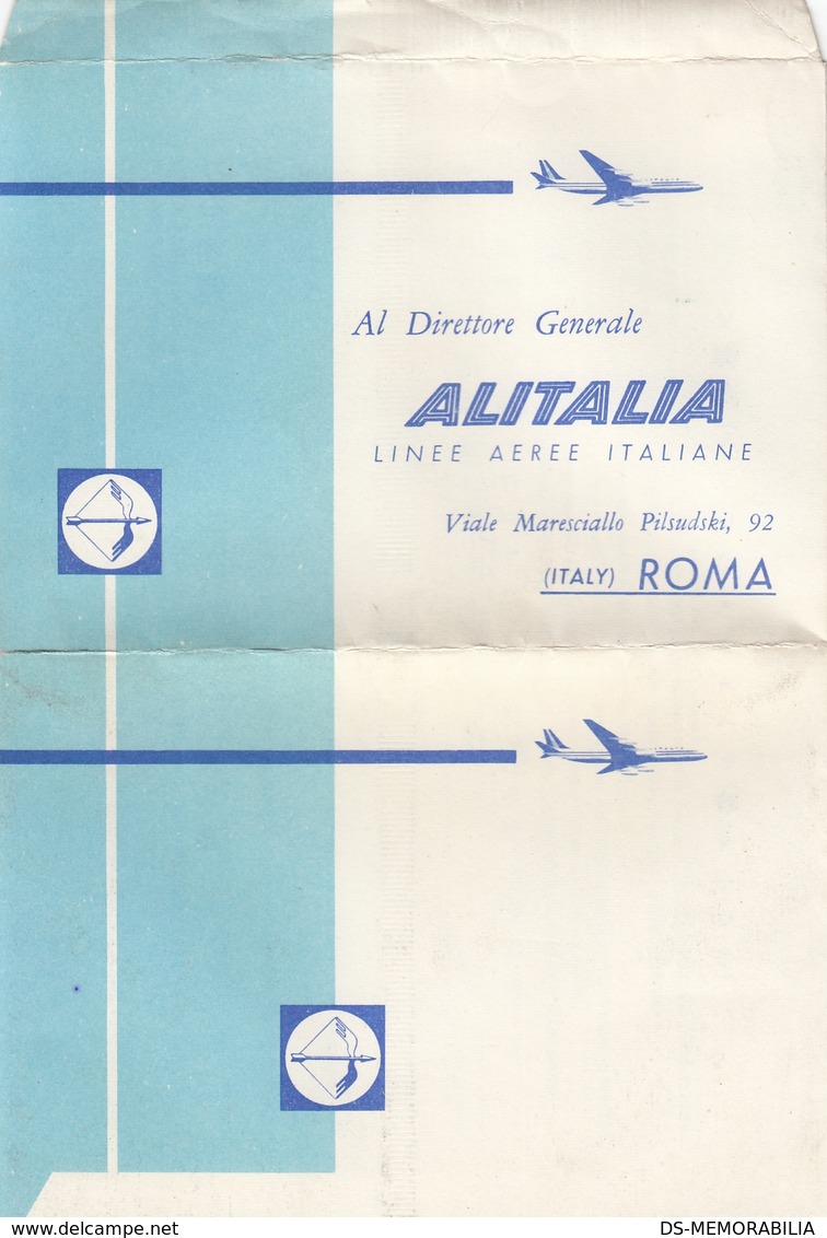 Alitalia Official Passenger Comment Feedback Suggestions Paper Form , Stationery - Stationery