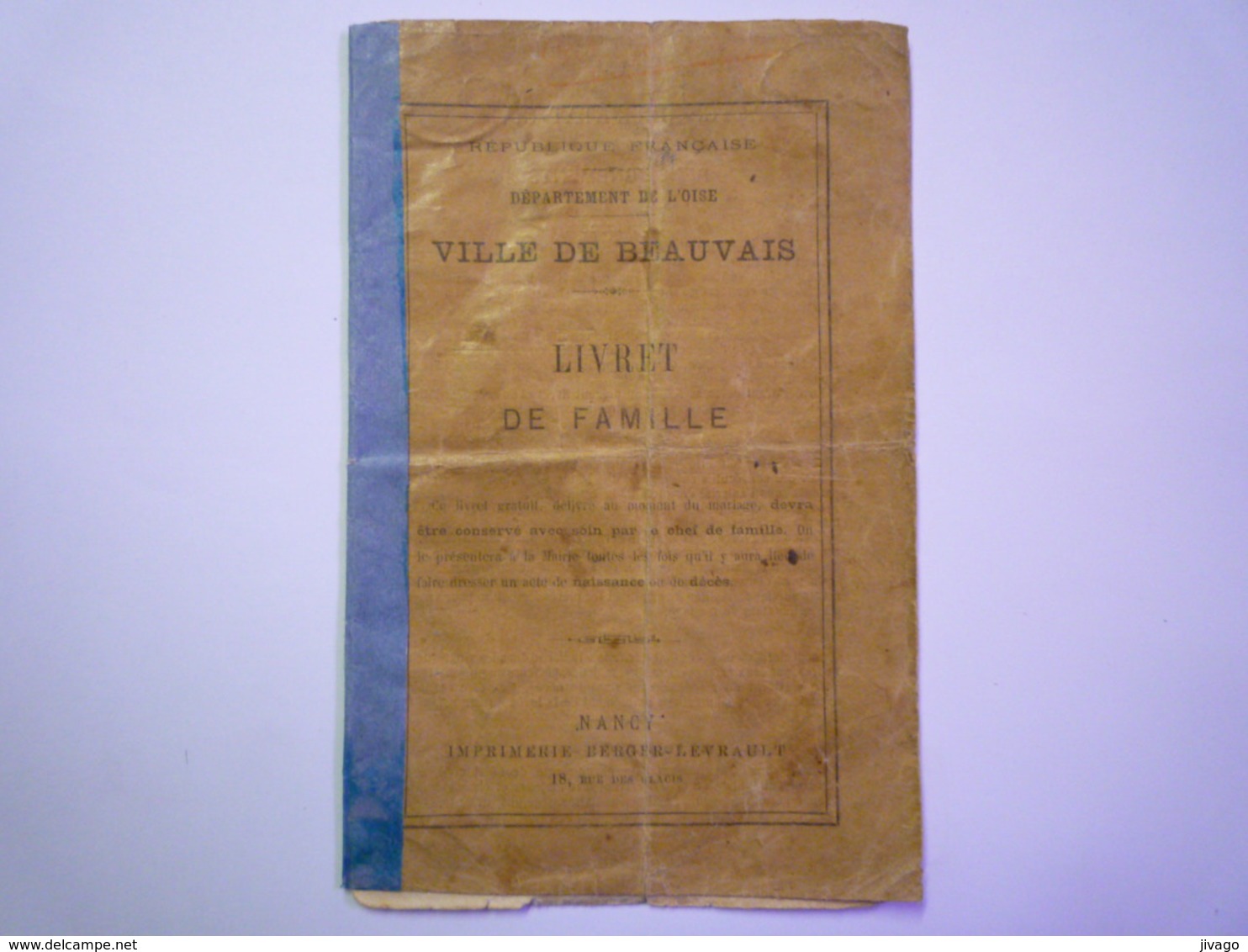 2020 - 3987  LIVRET De FAMILLE  :  CAZAJOU  (Ariège) 1885 Et MASCRE (Ste-Geneviève Oise)  1886   XXX - Zonder Classificatie