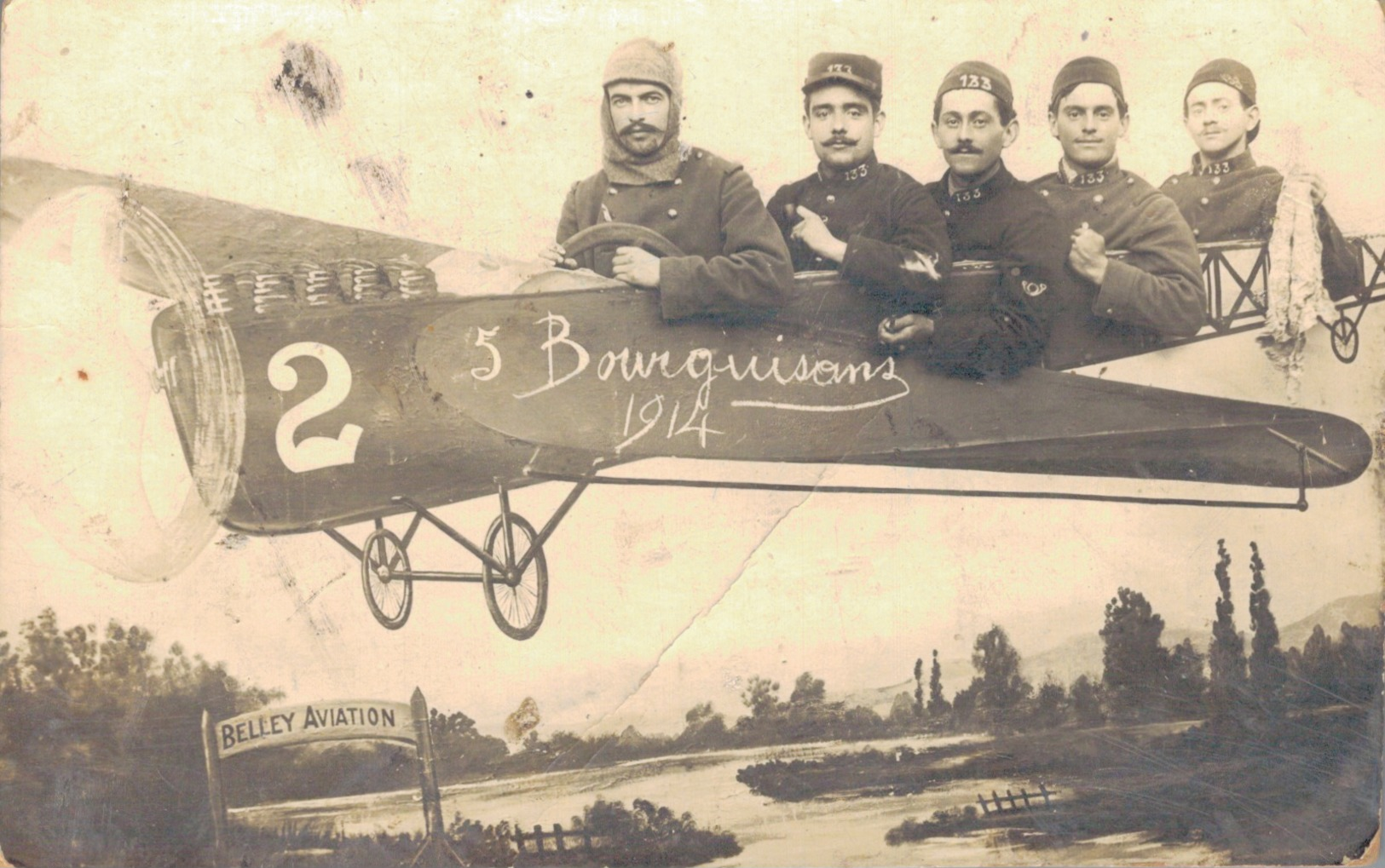 J39 - 01 - BELLEY - Ain - 5 Bourguisans En Avion - Belley Aviation - 1914 - Belley