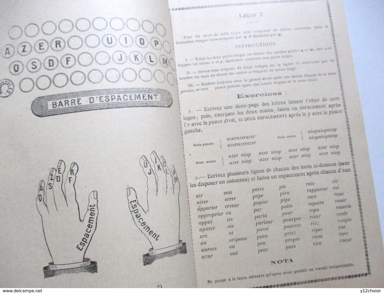 LIVRET DACTYLOGRAPHIE MACHINES A ECRIRE REMINGTON METHODE DES DIX DOIGTS IMP. MAURICE CHEVALIER SAUMUR CLAVIER UNIVERSEL - Autres & Non Classés