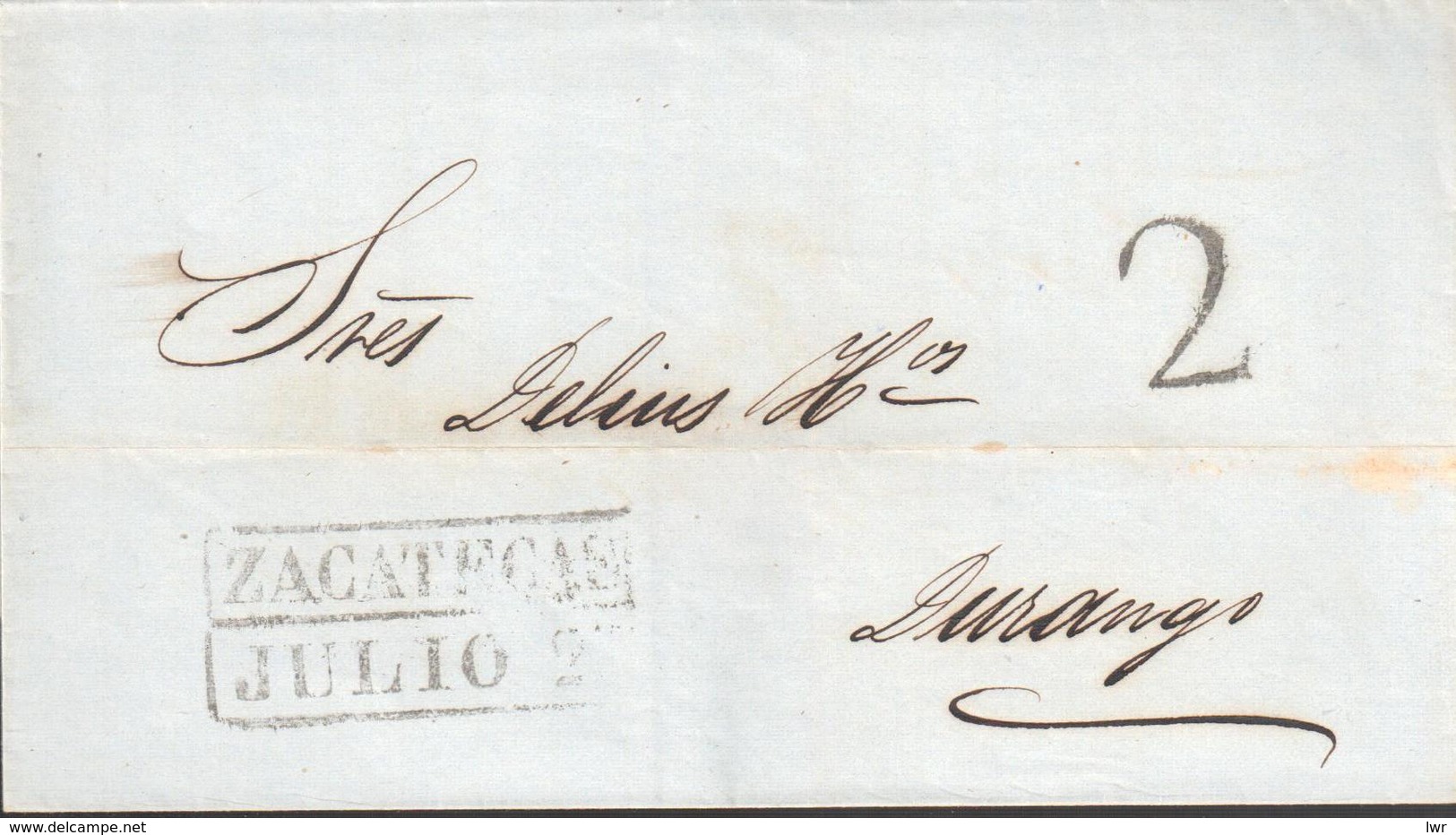 Mexico - Zacatecas - Folded Letter - 1850 - Grass - Unclassified