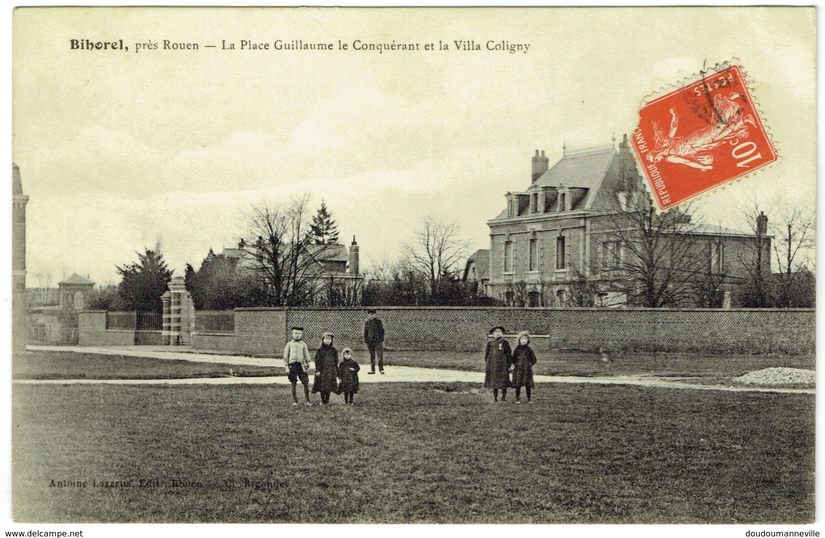 CPA - 76 - BIHOREL - Place Guillaume Le Conquérant - Villa Coligny - Architecture - Enfants - Bihorel