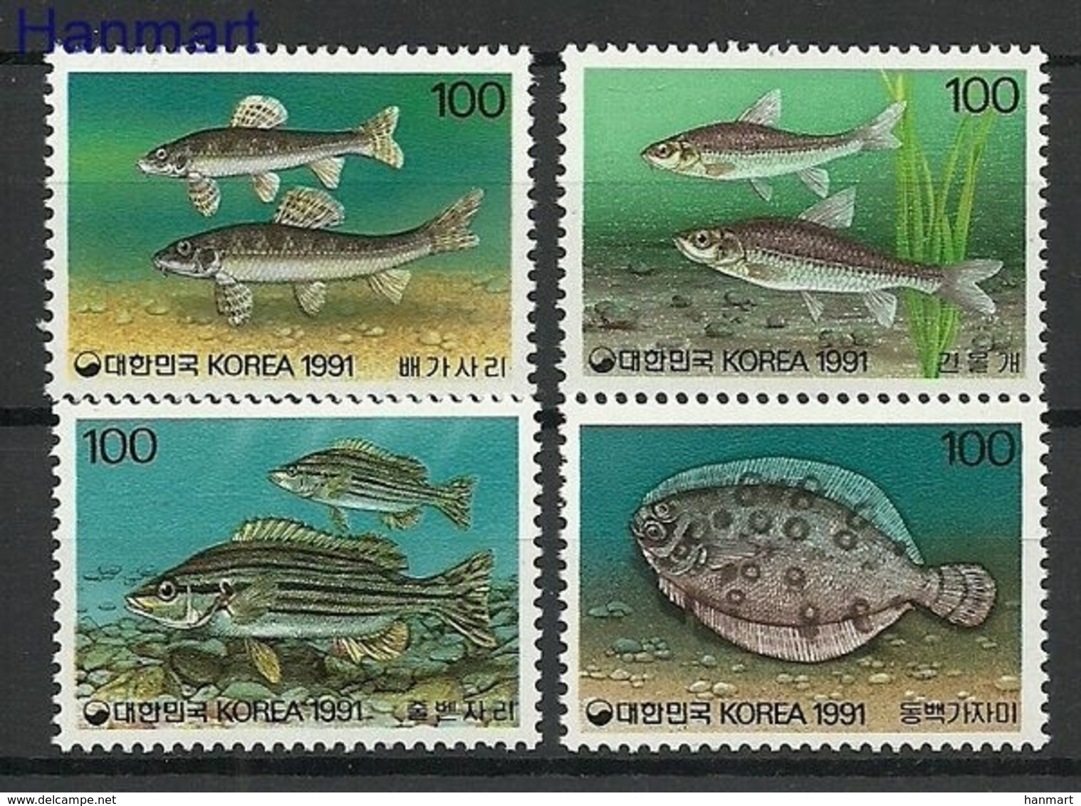 South Korea 1991 Mi 1669-1672 MNH ( ZS9 SKA1669-1672dav37B ) - Fishes