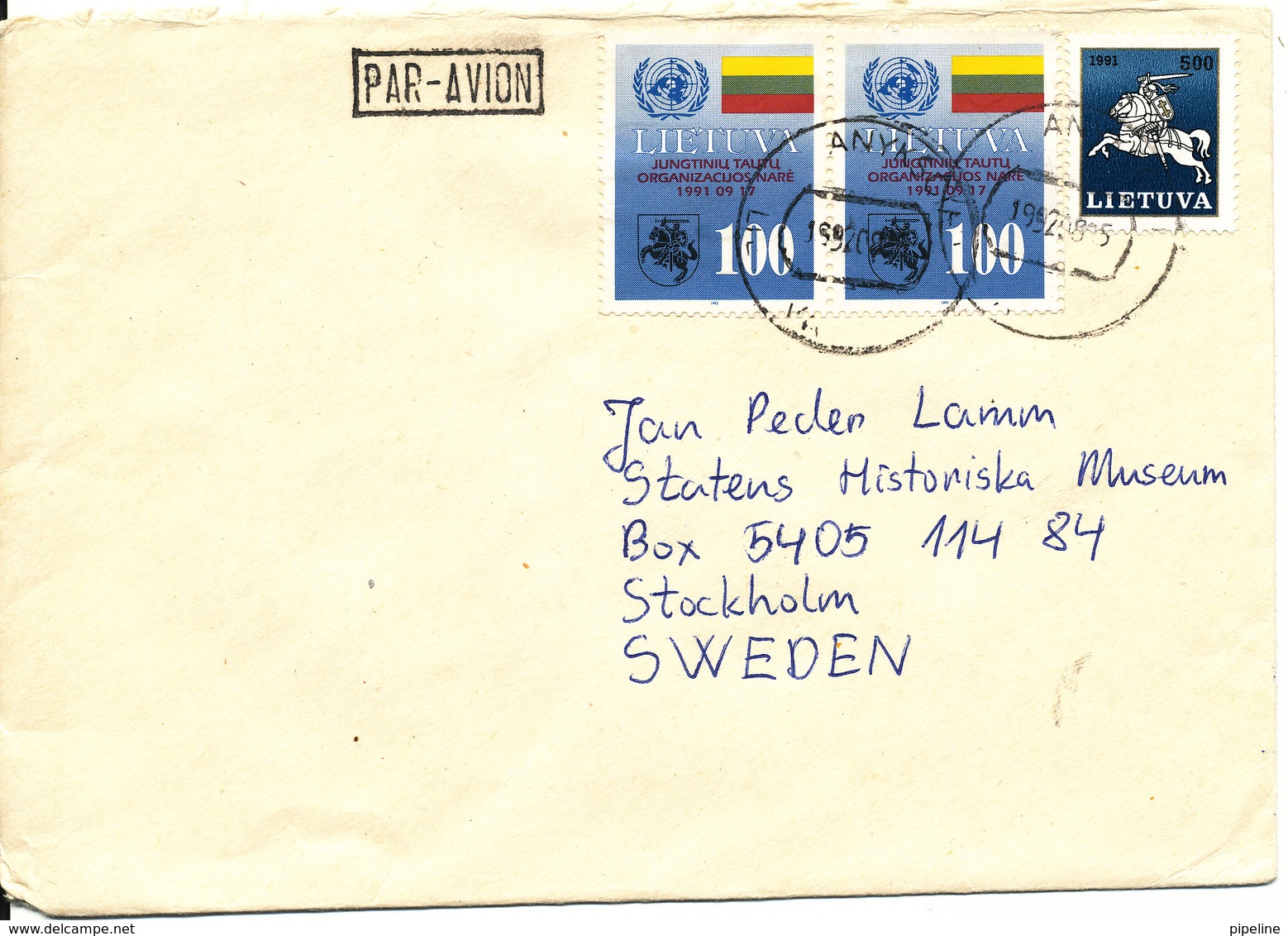 Lithuania Cover 5-8-1992 Sent To Denmark - Lithuania