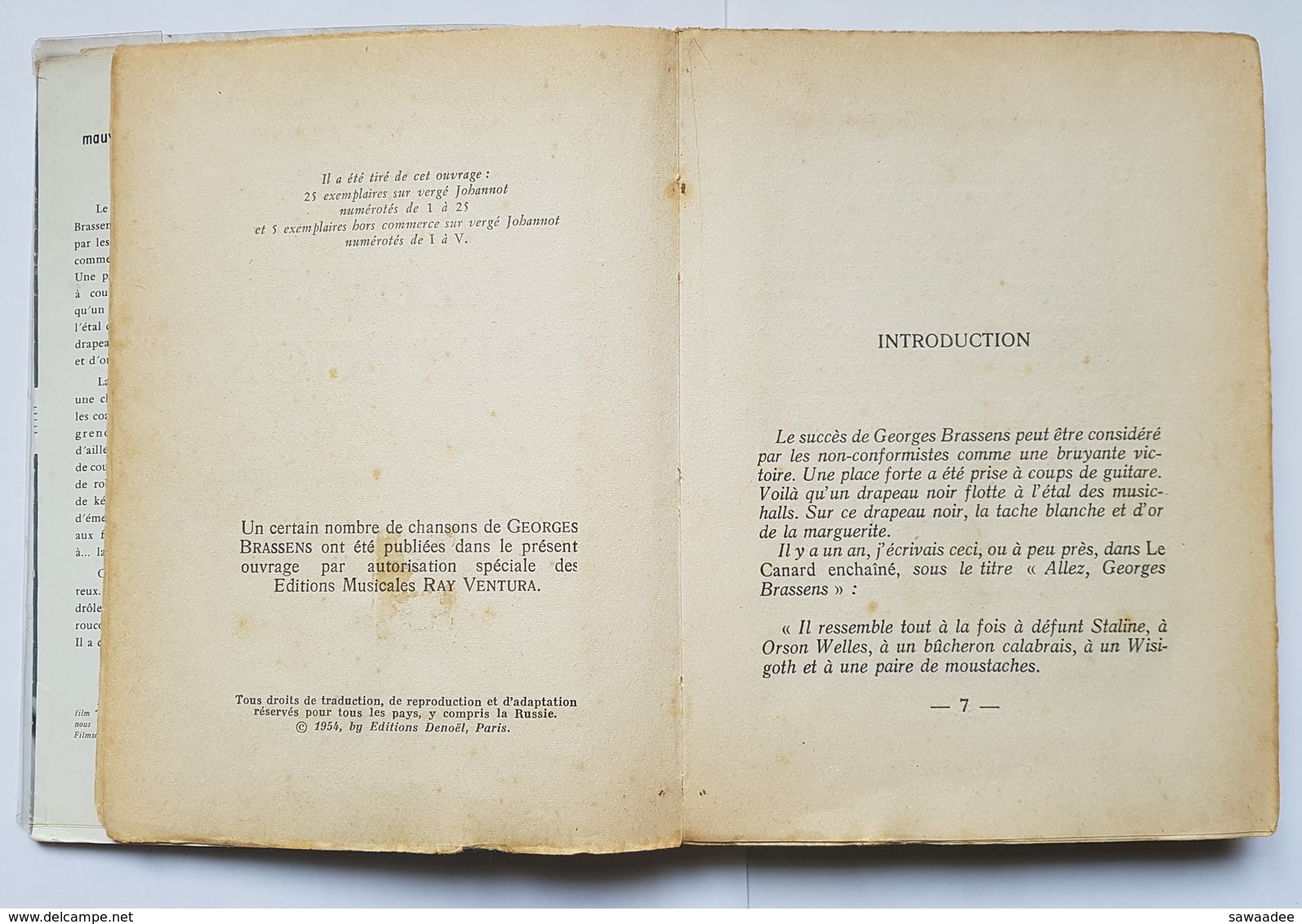 LIVRE - POESIE - CHANSON - LA MAUVAISE REPUTATION - GEORGES BRASSENS - ED. DENOËL - 1957 - + PHOTO HARCOURT - Muziek