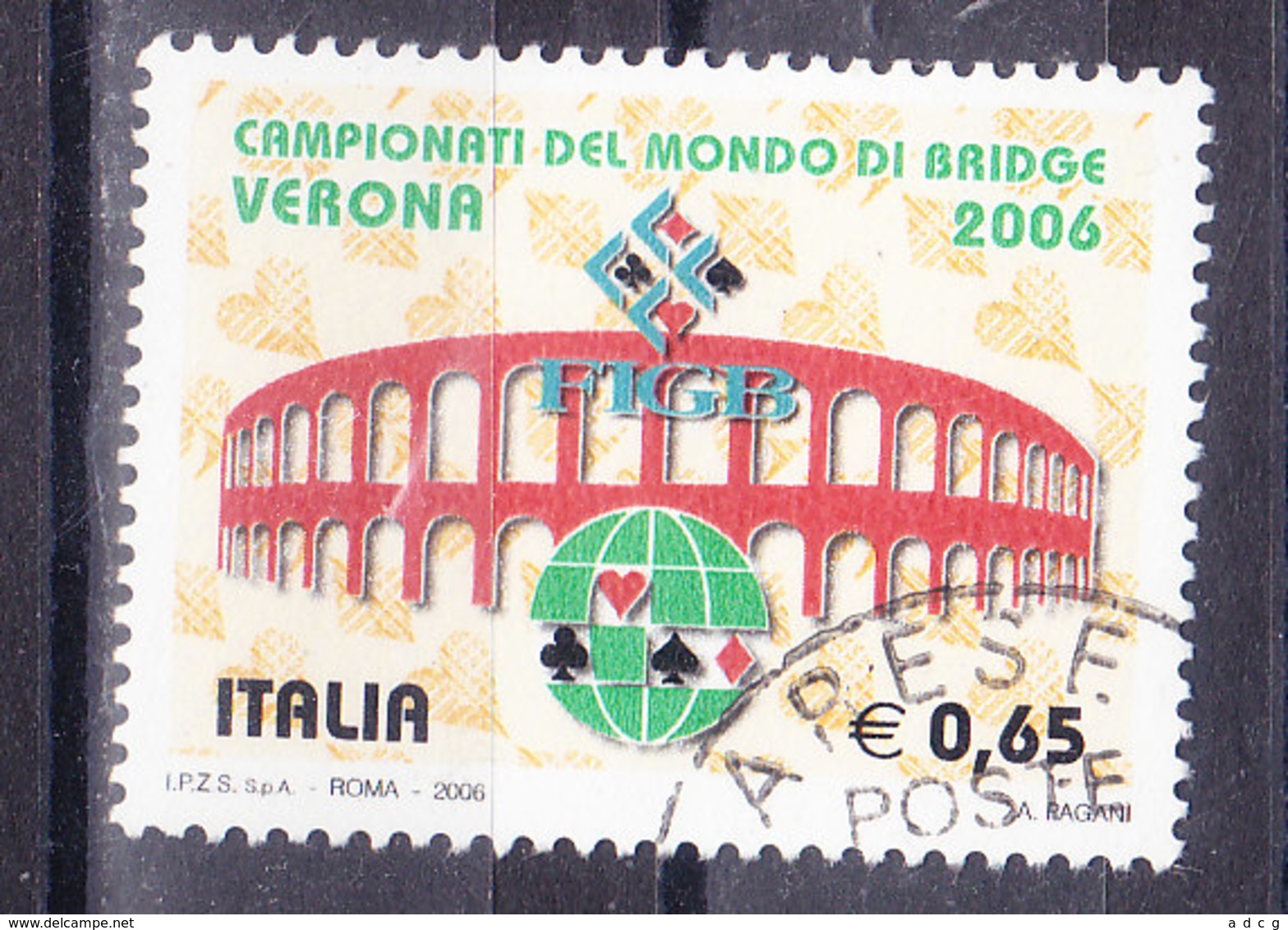 2006 BRIDGE CAMPIONATO MONDIALE 0,65 €   USATO - 2001-10: Oblitérés