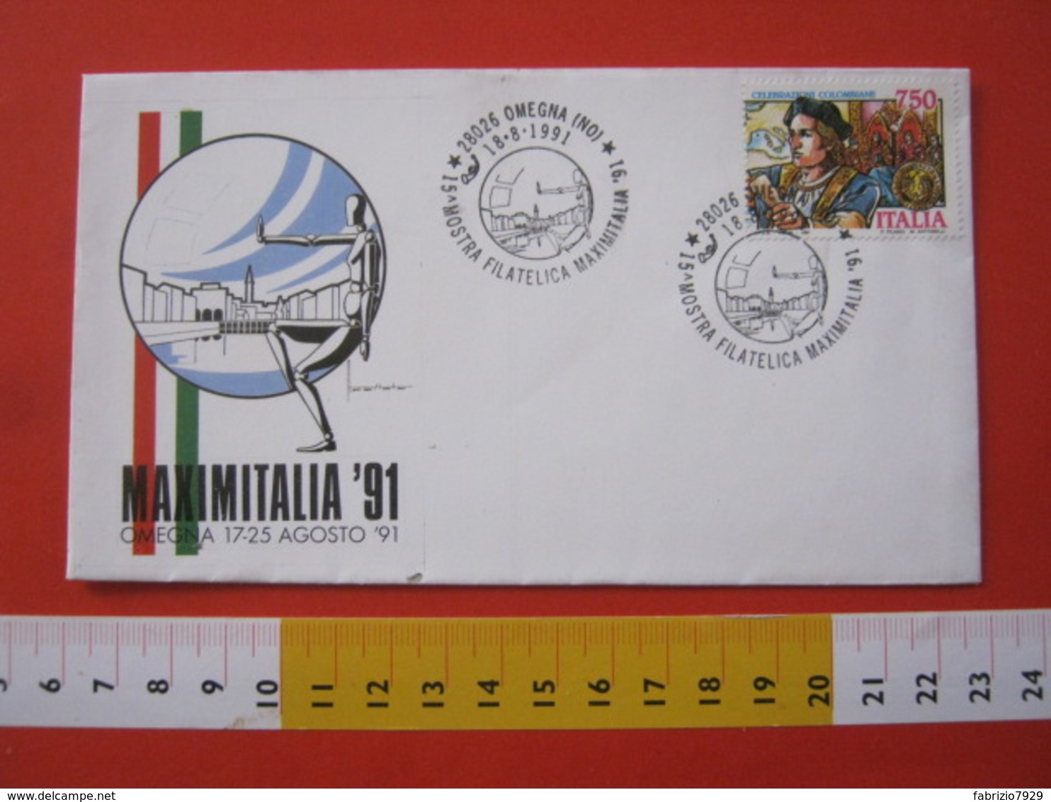 A.12 ITALIA ANNULLO 1991 OMEGNA NOVARA VERBANIA MAXIMUM MAXIMOFILIA MAXIMITALIA '91 MARIONETTA BURATTINO LEGNO SKY LINE - Marionetas