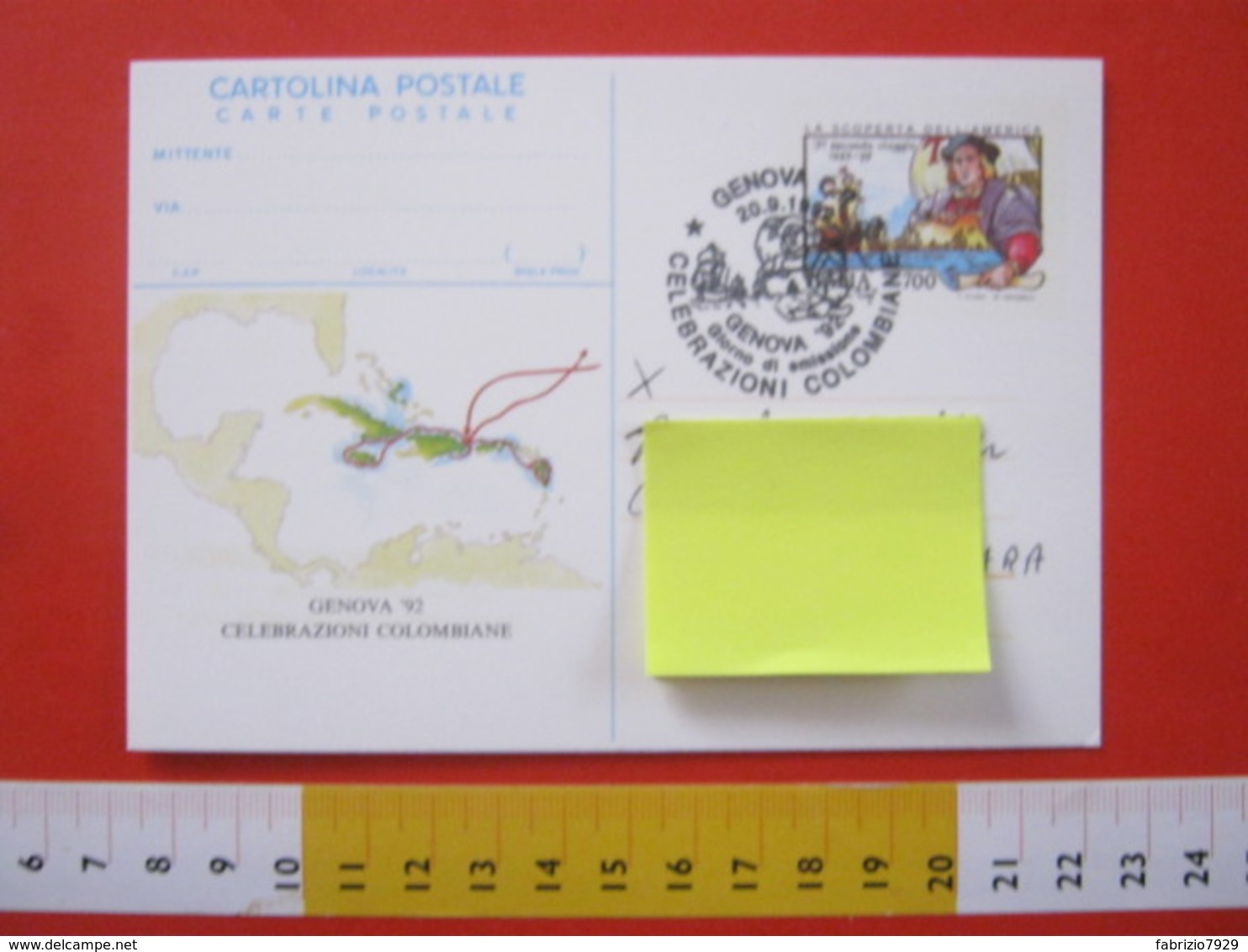 A.12 ITALIA ANNULLO 1992 GENOVA POST CARD £ 700 FDC CELEBRAZIONI COLOMBIANE CRISTOFORO COLOMBO AMERICA NAVE CARAVELLA - Onafhankelijkheid USA