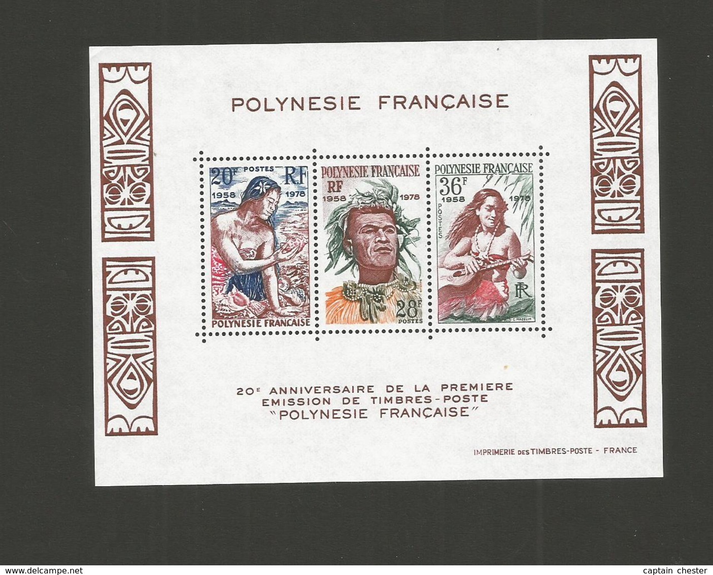 POLYNESIE 1978 - Yvert BF N°4 " Anniversaire De La Première Emission De Timbres Poste De Polynésie " Neuf** - Blocks & Kleinbögen