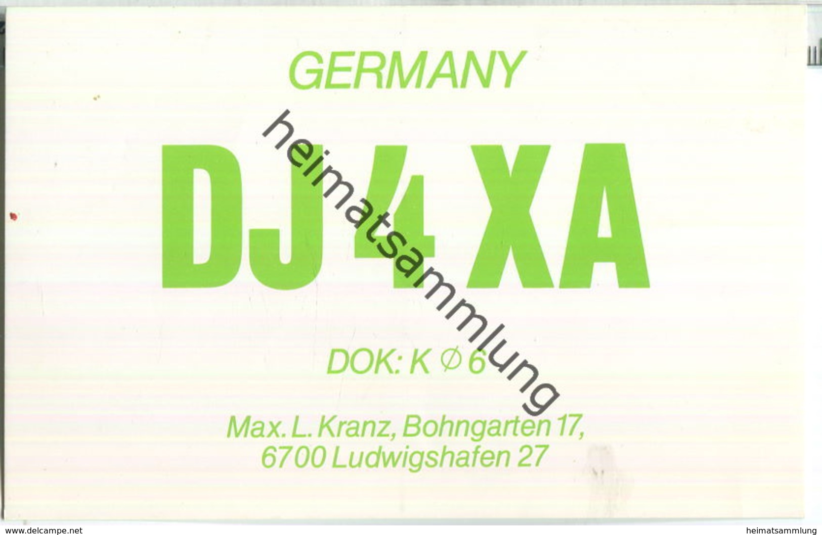 QSL - QTH - Funkkarte - DJ4XA - Ludwigshafen Am Rhein - Radio Amateur