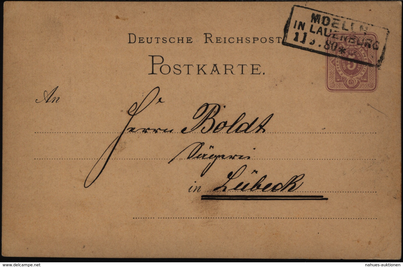 Deutsches Reich Ganzache P 10 Mit R3 Mölln In Lauenburg N. Lübeck 11.9.1880 - Autres & Non Classés