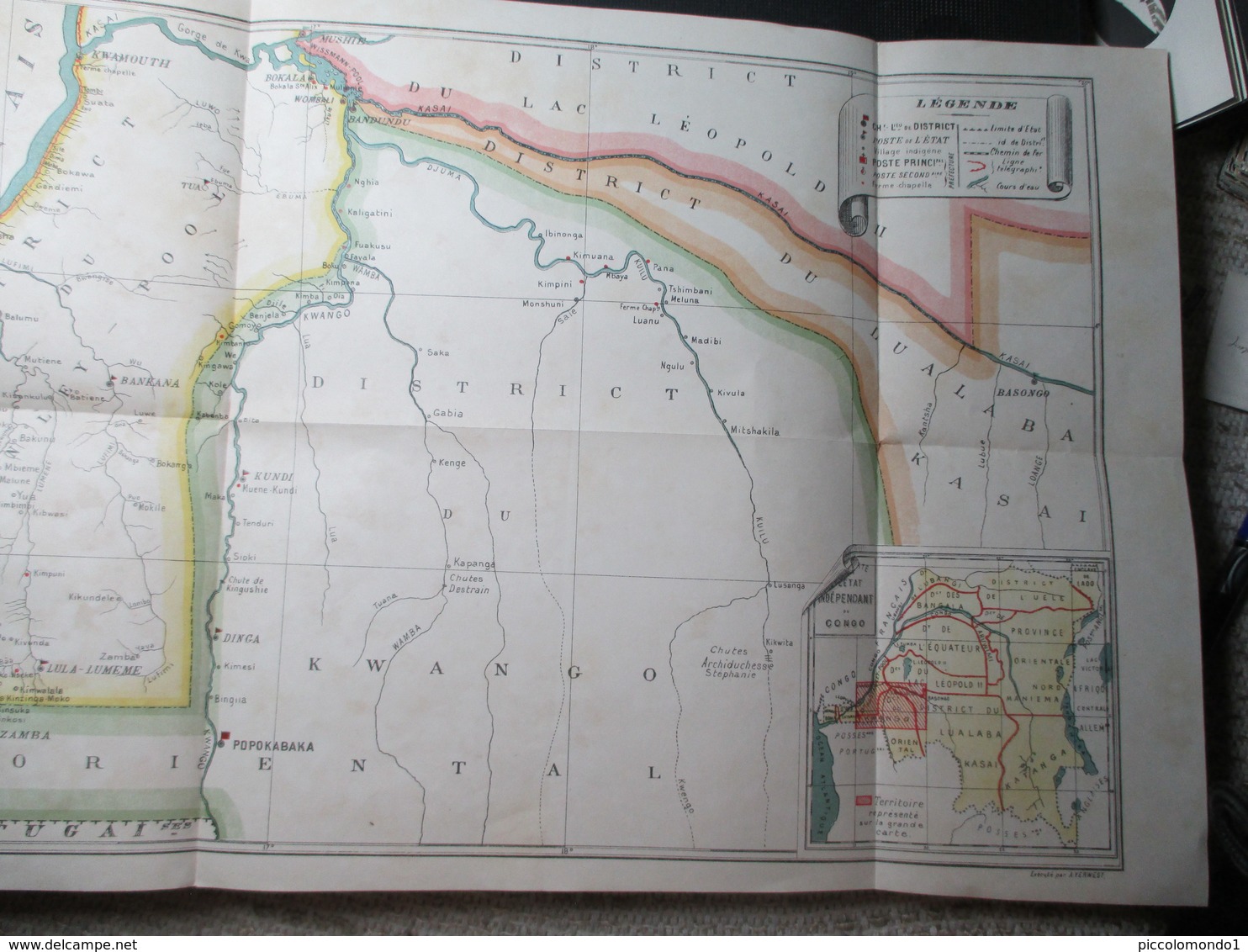 Congo Belge Carte Kwango 1900 Prefecture Apostolique Perfecte - Cartes Géographiques