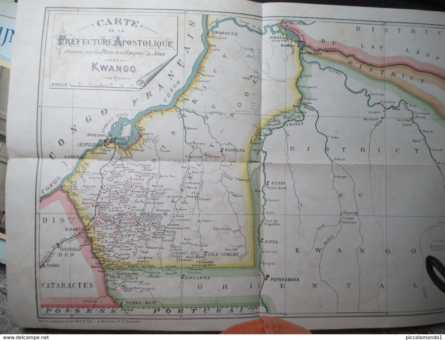 Congo Belge Carte Kwango 1900 Prefecture Apostolique Perfecte - Cartes Géographiques