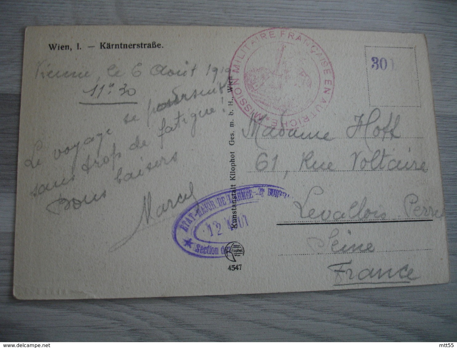 Autriche Mission Militaire Francaise  Carte Wien  Franchise Postale Militaire Guerre 39.45 - Guerre De 1939-45