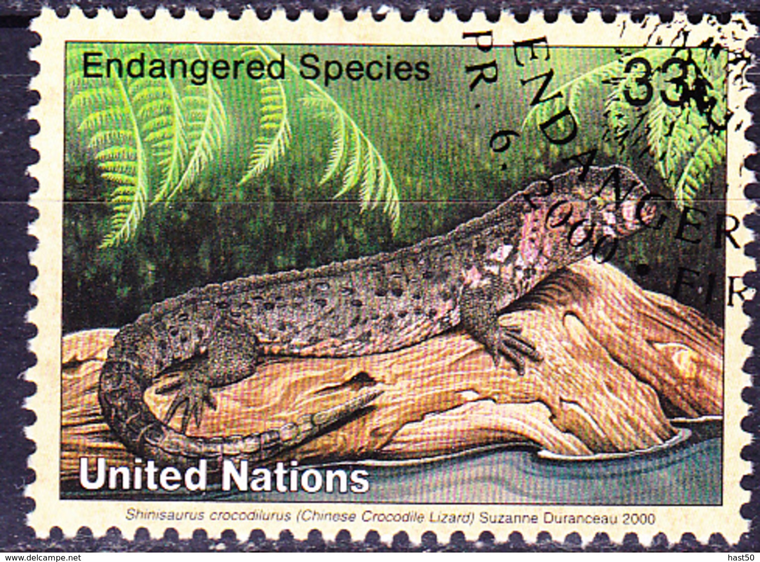 UN New York - Krokodilschwanz-Höckerechse (Shinisaurus Crocodilurus) (MiNr: 833) 2000 - Gest Used Obl - Gebraucht