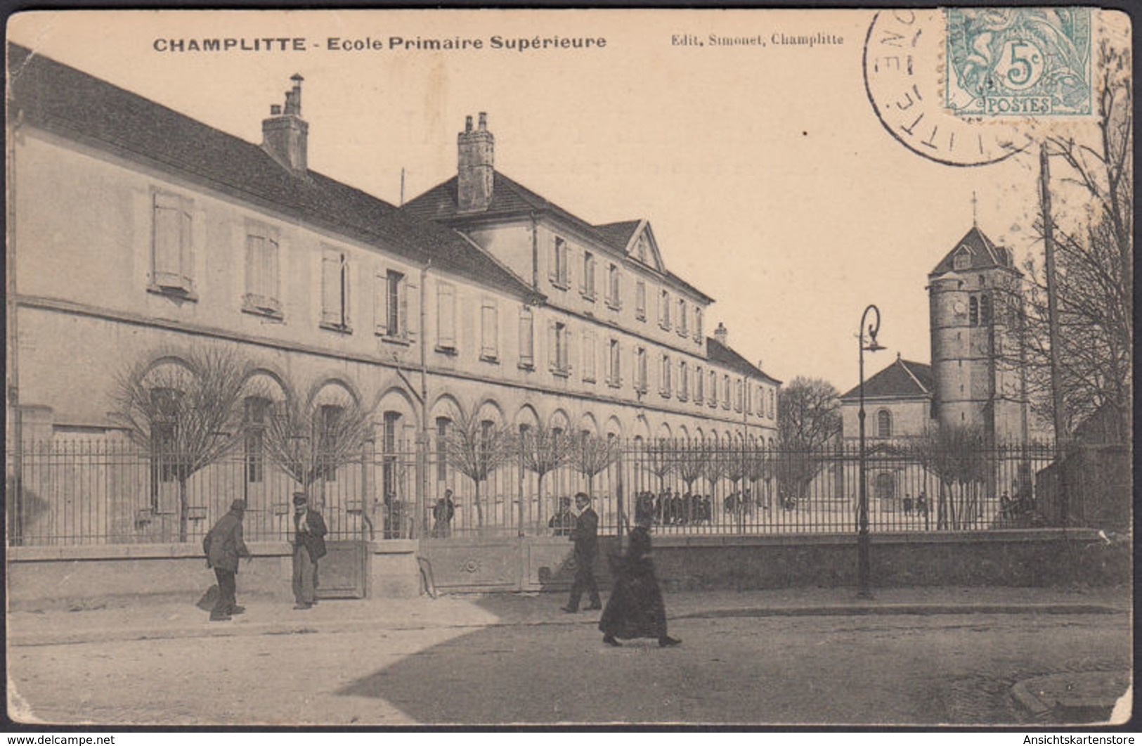 CPA Champlitte, Ecole Primaire Supérieure, Gel. 1908 - Autres & Non Classés