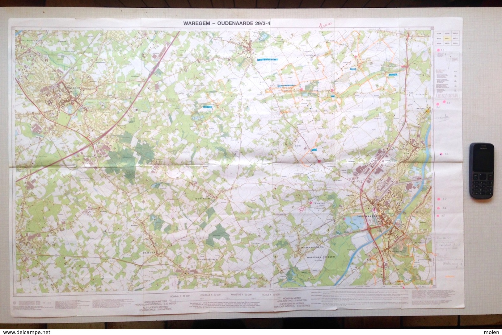 ©1992 WAREGEM OUDENAARDE STAFKAART 29/3-4 KRUISHOUTEM WORTEGEM PETEGEM ANZEGEM LEUPEGEM SINT-ELOOIS-VIJVE HUISE S494 - Waregem