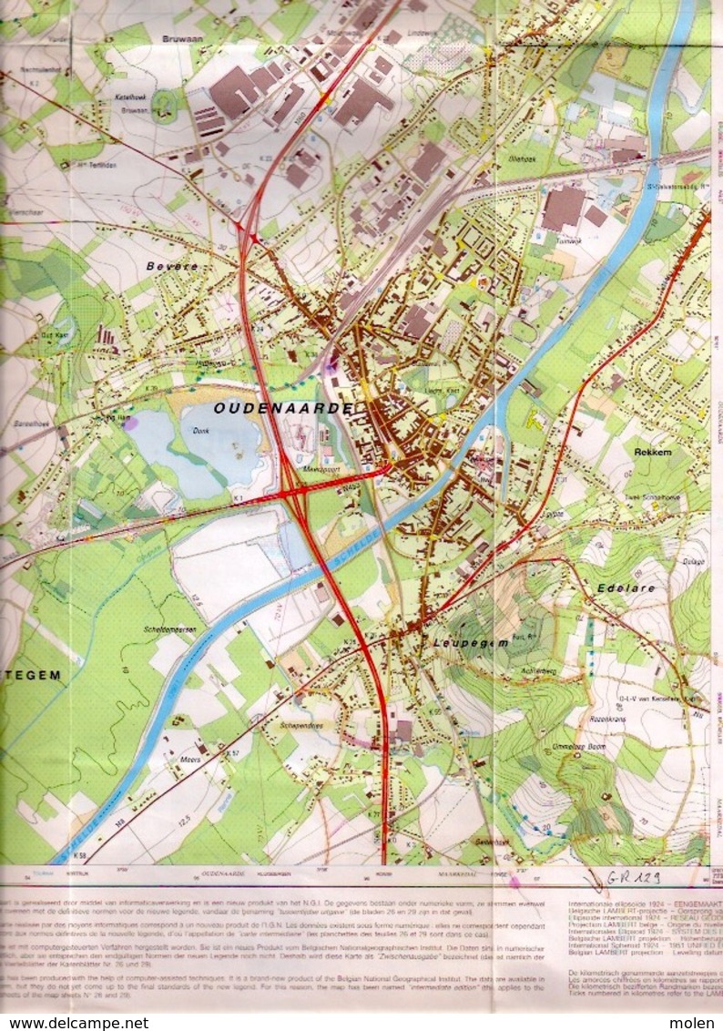 ©1992 WAREGEM OUDENAARDE STAFKAART 29/3-4 KRUISHOUTEM WORTEGEM PETEGEM ANZEGEM LEUPEGEM SINT-ELOOIS-VIJVE HUISE S494