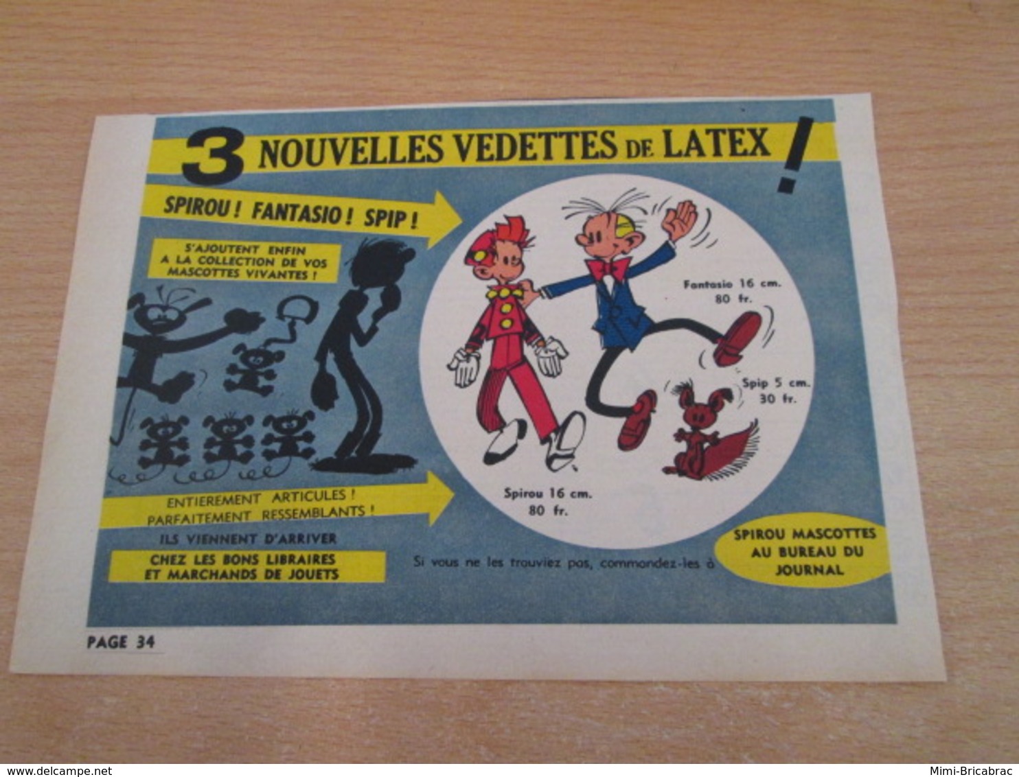 SPI2020 Issu De Spirou  1/2 PAGE DE PUBLICITE ANNEES 50/60 FIGURINES LATEX GASTON LAGAFFE FANTASIO SPIP - Little Figures - Plastic