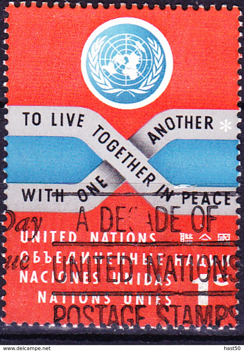 UN New York - Inschrift „In Frieden Miteinander Zu Leben“ (MiNr: 98) 1962 - Gest Used Obl - Oblitérés