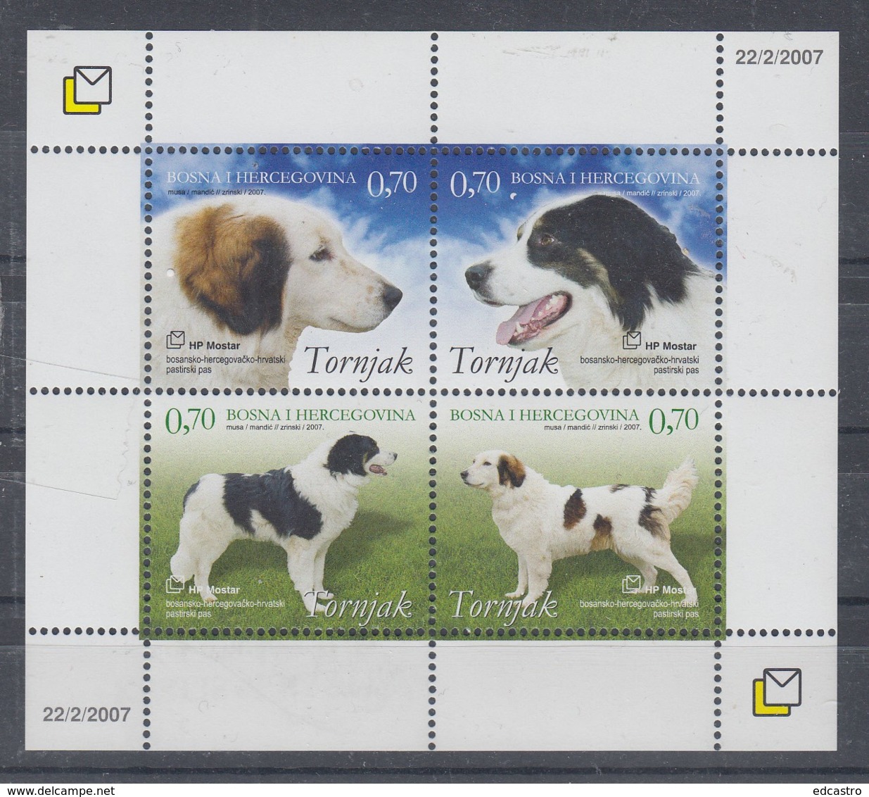 5.- BOSNIA AND HERZEGOVINA MOSTAR 2019 Tornjak - Bosnian Herzegovinan Croatian - Shepherd Dog (Miniature Sheet) - Honden