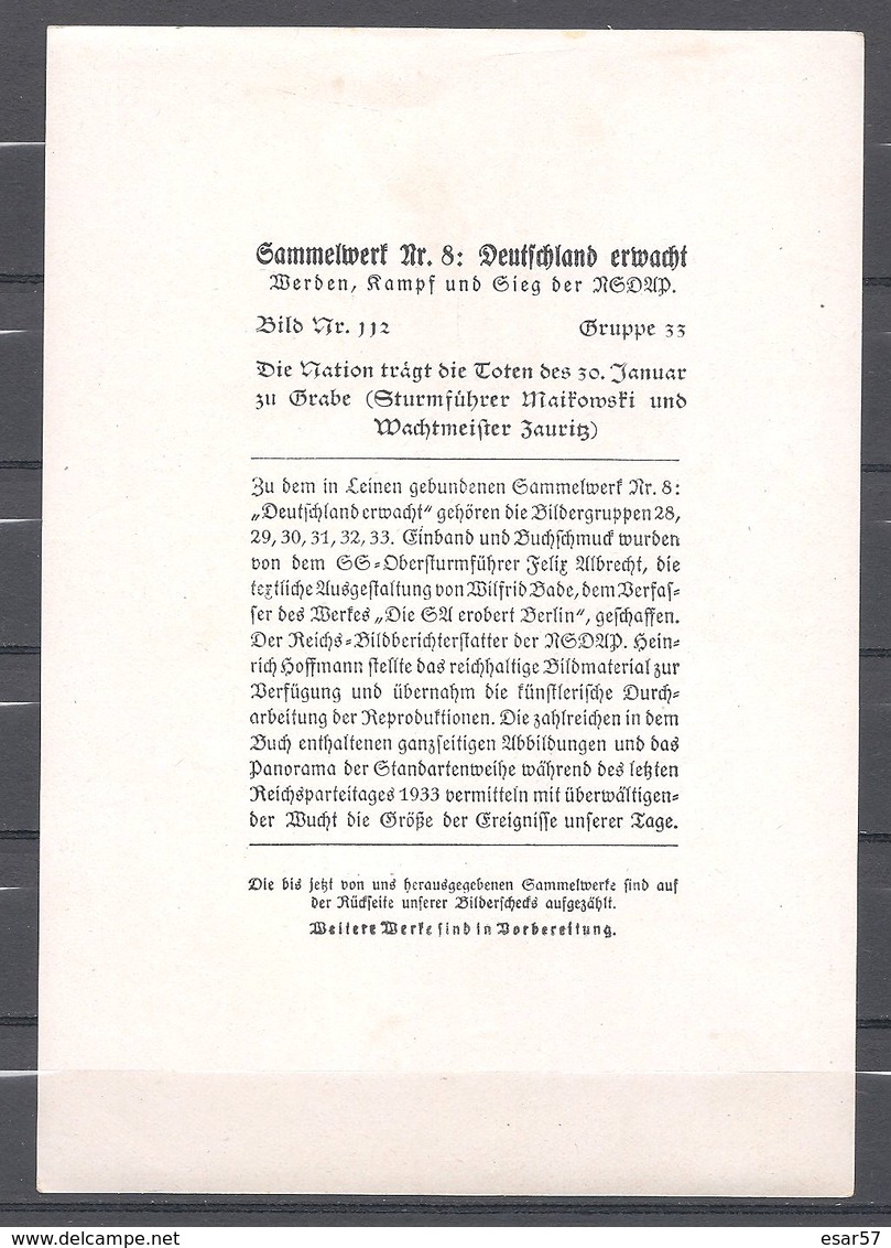 Deutschland Erwacht Sammelwerk Nr. 8: Sammelbild Nr. 112, Gruppe 33, Die Nation Trägt Die Toten Des 30. Januar - Sonstige & Ohne Zuordnung