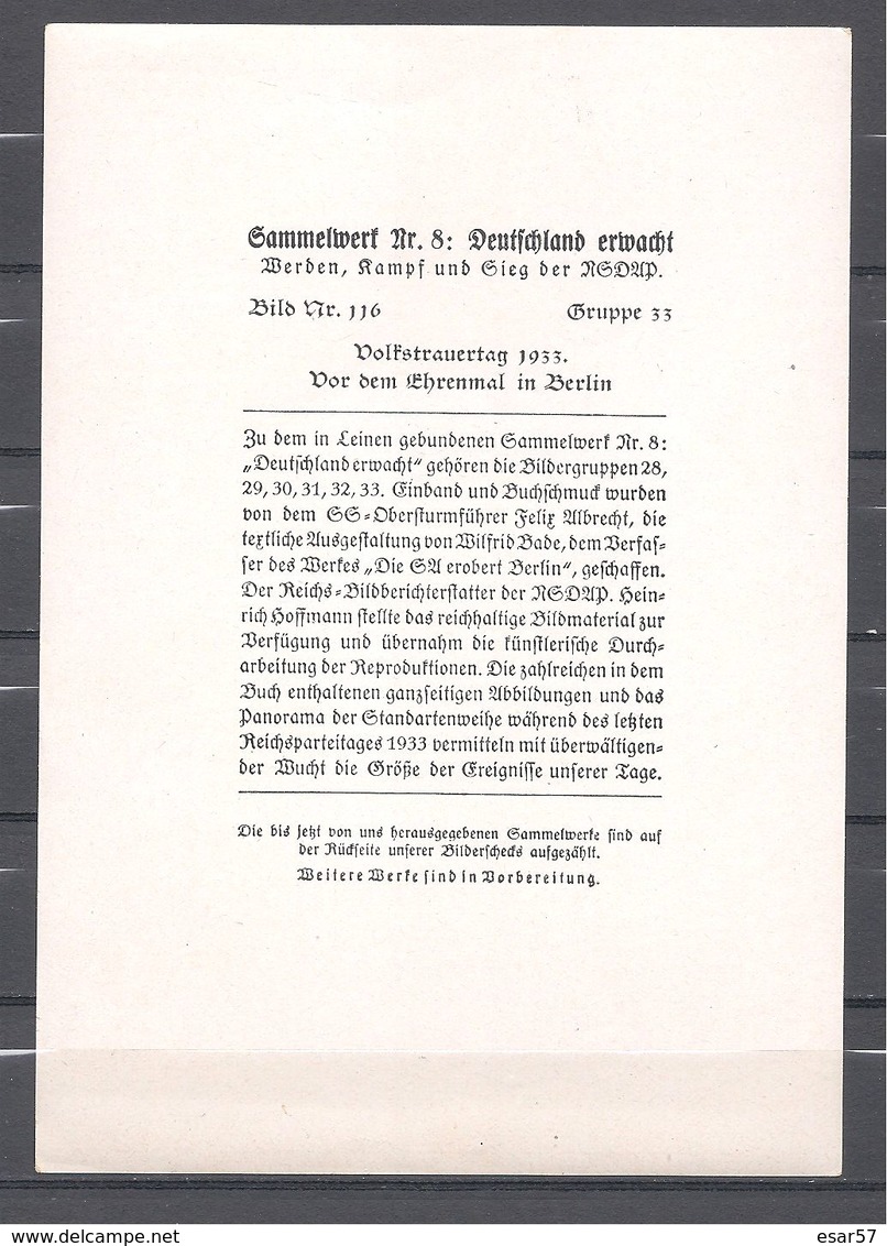Deutschland Erwacht Sammelwerk Nr. 8: Sammelbild Nr. 116, Gruppe 33, Volkstrauertag 1933 - Other & Unclassified