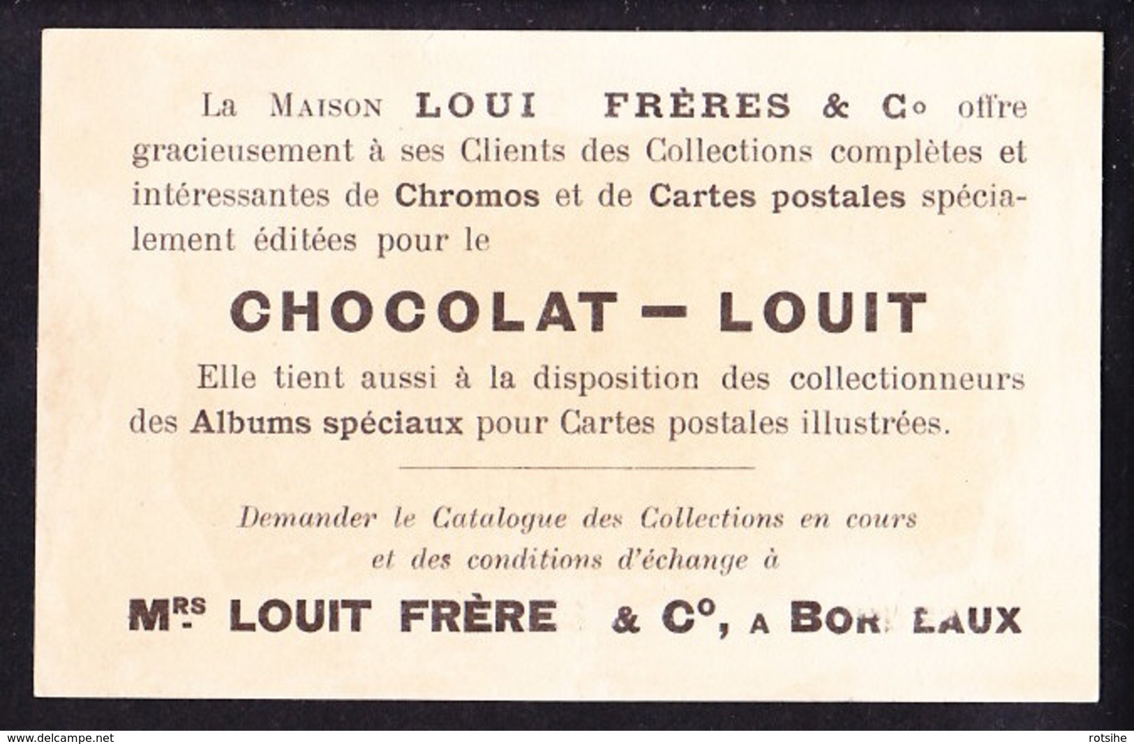 CHROMO Chocolat LOUIT Frères  Expression Pitoresque - Louit