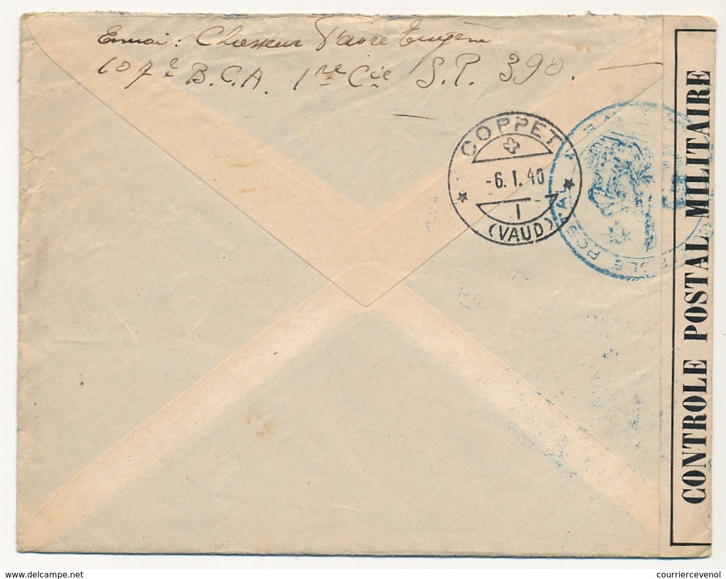 FRANCE - Env "Poste Aux Armées 2/1/1940" + Censure "Contrôle Postal Commission W.E." Pour Suisse - Guerre De 1939-45