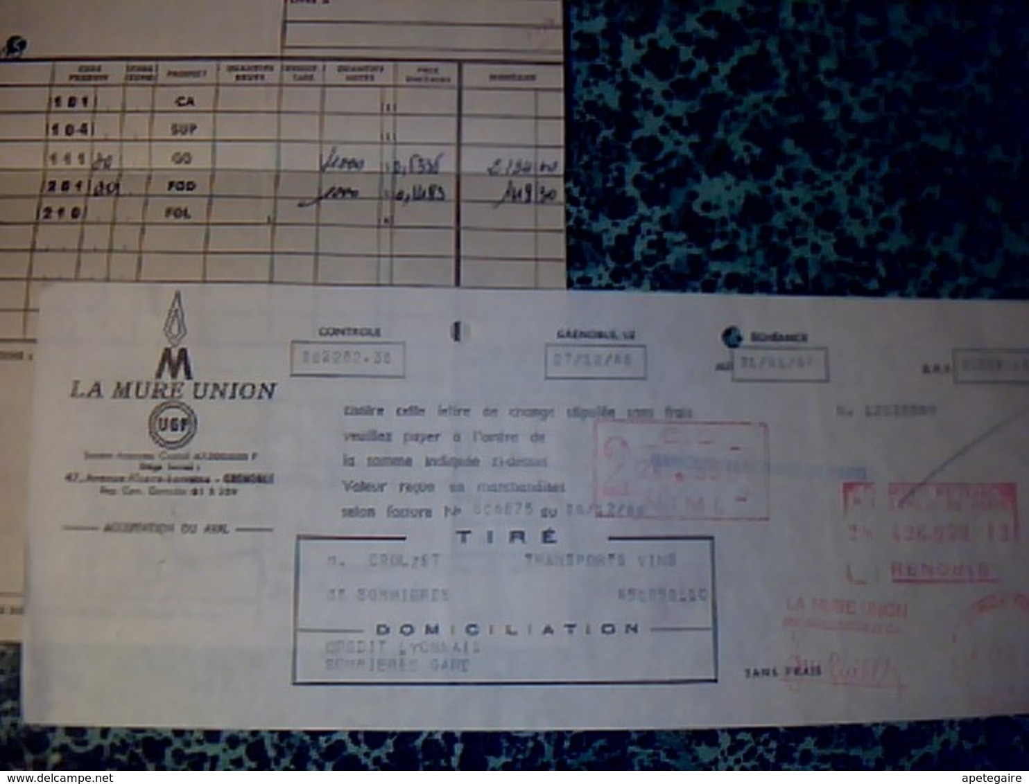 Facture & Lettre De Change   LA MURE-UNION à Grenoble 1967 Huile Pétrole - Autres & Non Classés