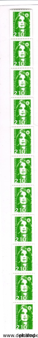 1990 - Bande De 11 Timbres N°2627  (avec 3 N° Rouge Au Verso) - Coil Stamps